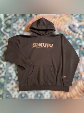 KUIU Hoodie Mens 2XL Brown Ultralight Hunting Fleece Pullover Sweatshirt Logo